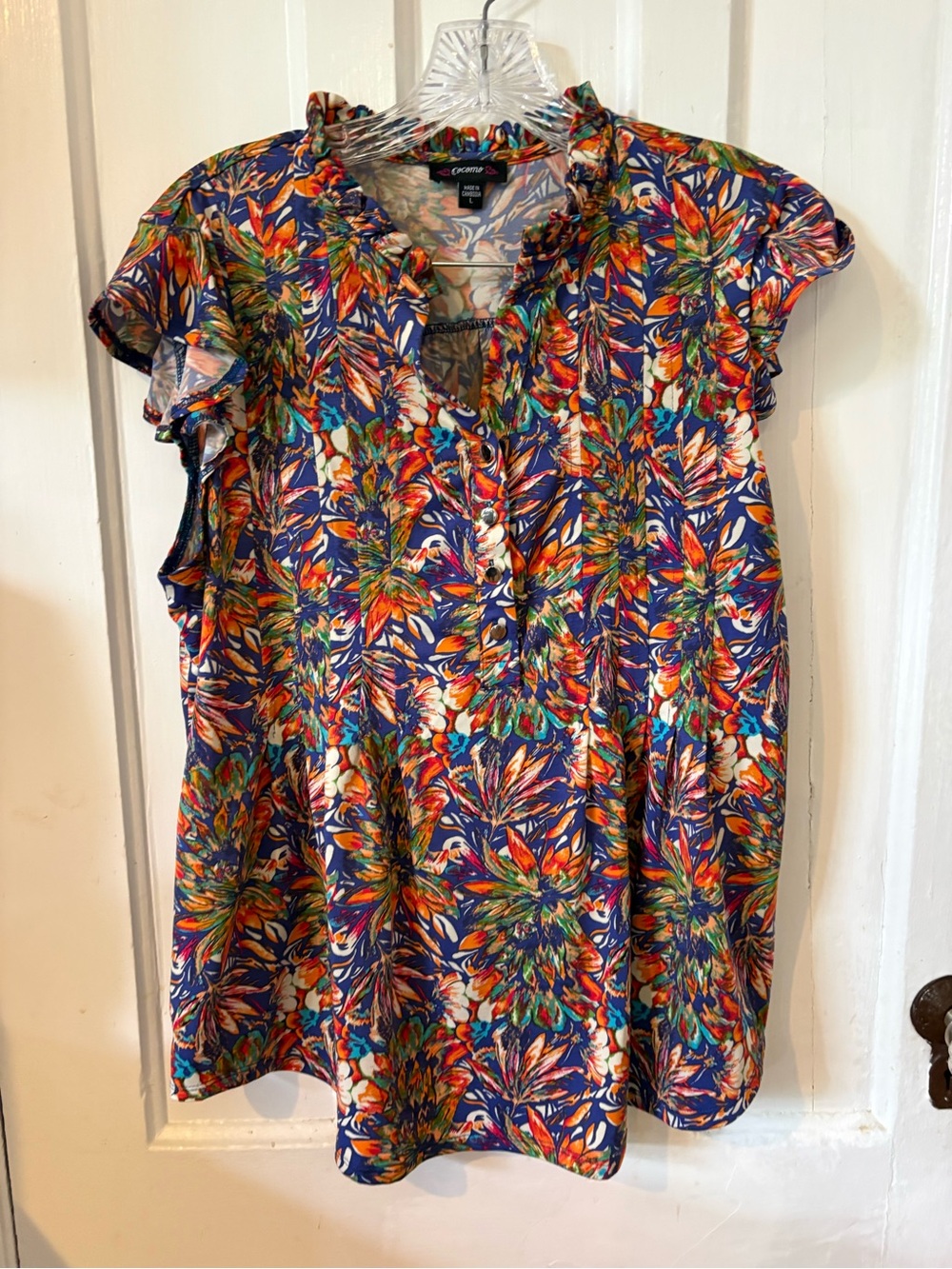 Cocomo Multicolor Floral Ruffle-Sleeve Blouse